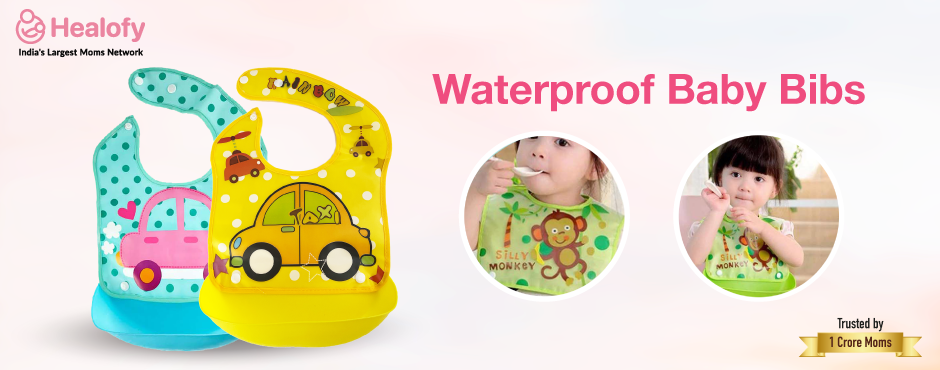 Waterproof Baby Bib With Detachable Tray Washing Machine Safe Neck Seal 